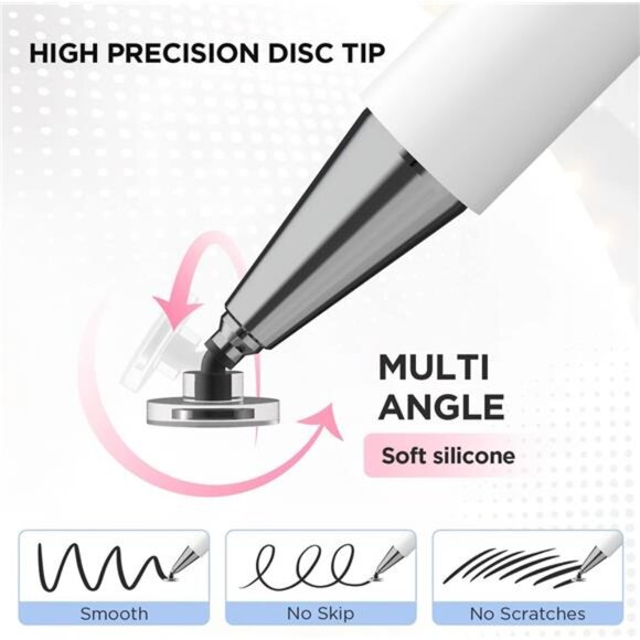 Apple Stylus Pen for Touch Screens, Disc Tip & Magnet Cap Styli Pencil - Picture 5 of 7